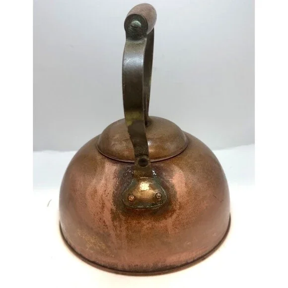 Vintage Old Dutch Design COPPER TEAPOT Kettle w/ Wood & Brass Handle Portugal - Picture 5 of 11